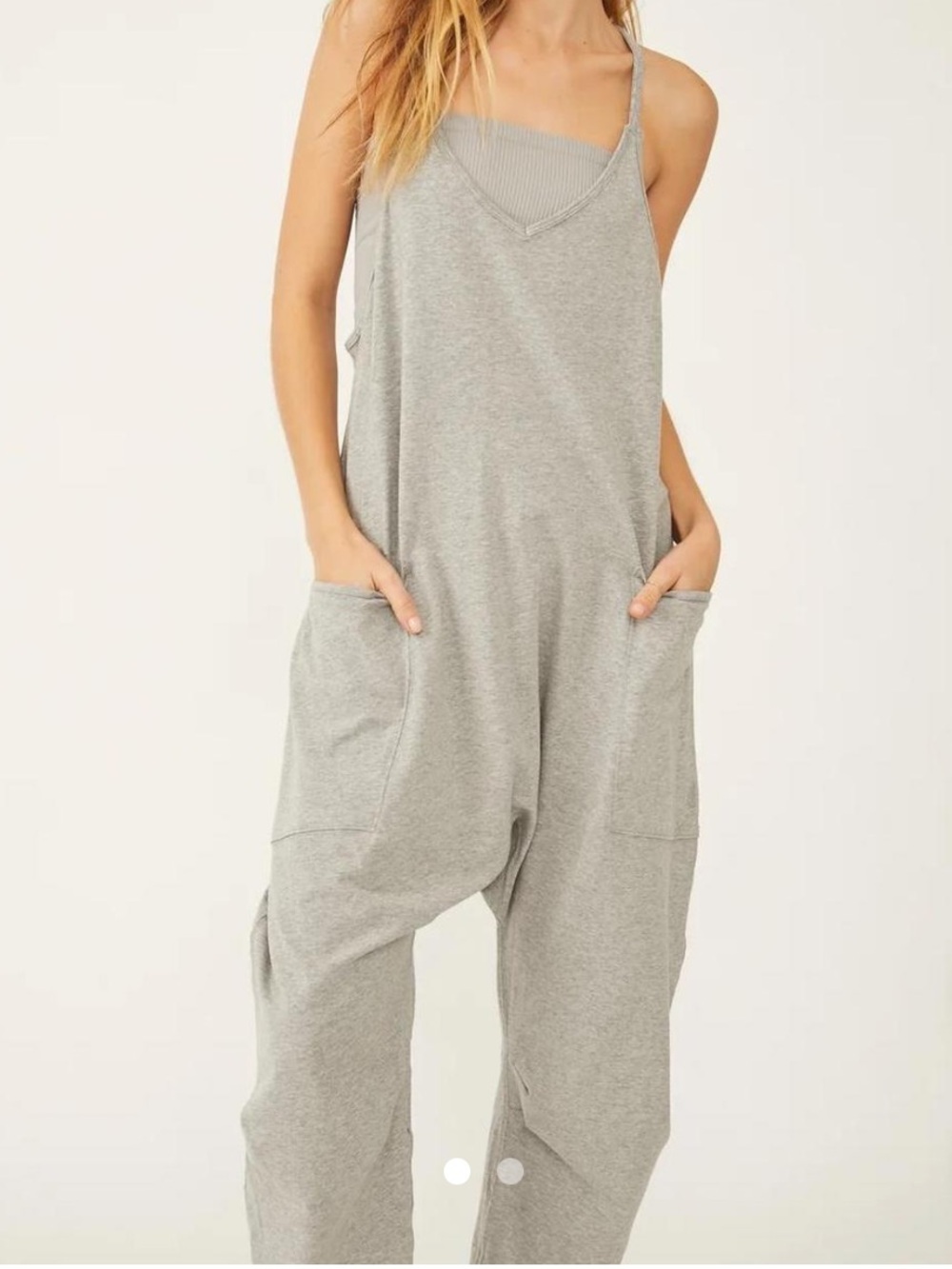 FP Movement by Free People Grey Relaxed Strap Jumpsuit